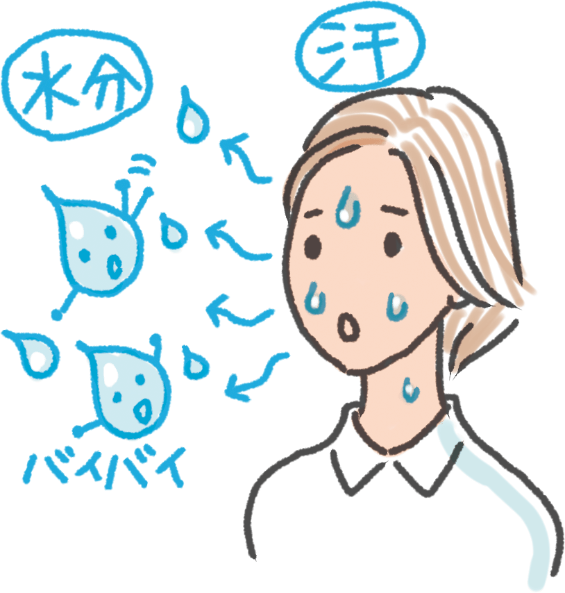小まめな汗拭きで肌荒れ予防